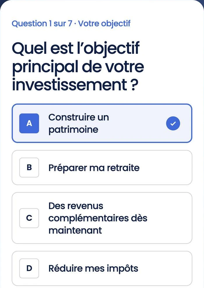 La question 1 du quiz telle qu’elle s’affiche sur un téléphone